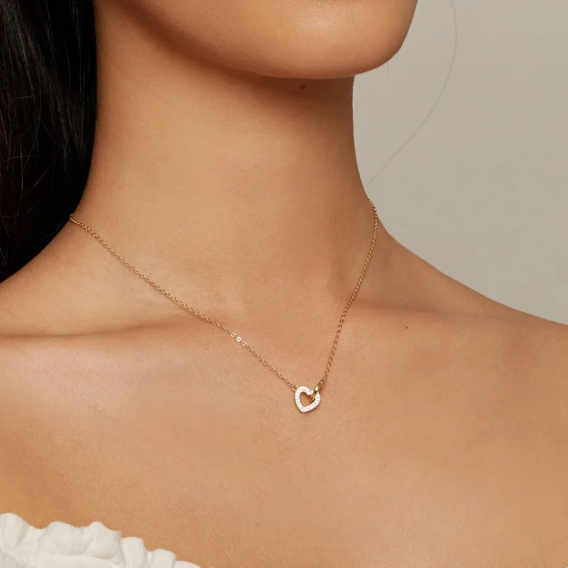(Bild für) Pandora Style Heart To Heart-925 Silber Halskette - SCN181-B - Ansicht 4