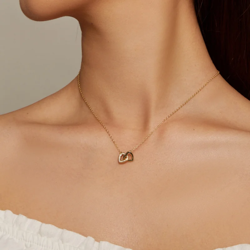 (Bild für) Pandora Style Heart To Heart-925 Silber Halskette - SCN181-B - Ansicht 5