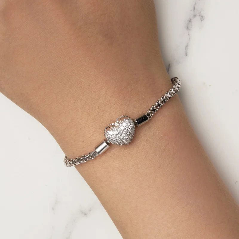 (Bild für) Pandora Style Herzförmige Funkelnde Kettenarmband - BSB133 - Ansicht 5