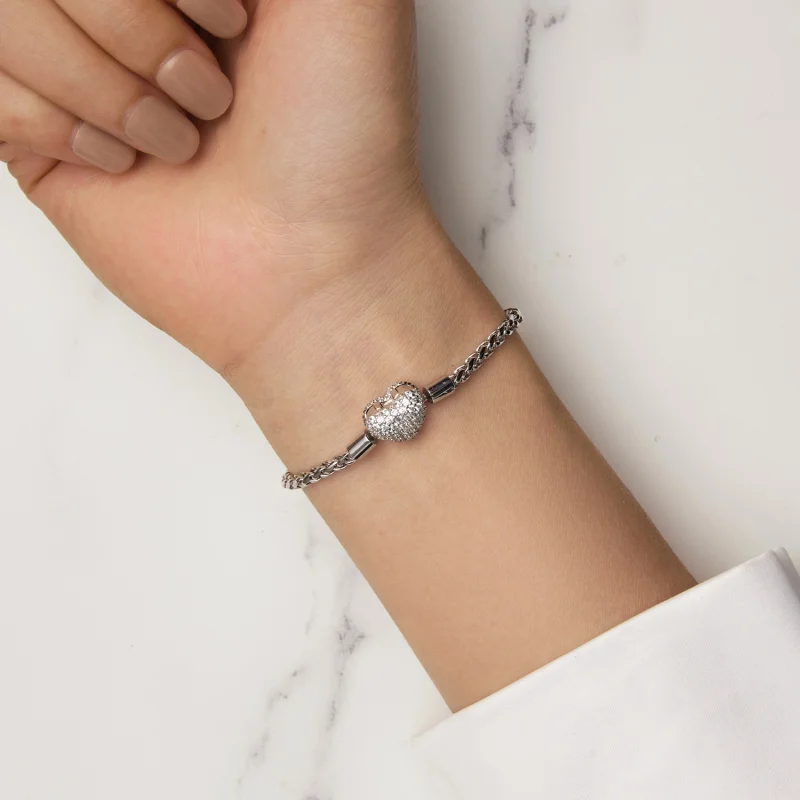 (Bild für) Pandora Style Herzförmige Funkelnde Kettenarmband - BSB133 - Ansicht 6