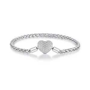 (Bild für) Pandora Style Herzförmige Funkelnde Kettenarmband - BSB133