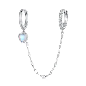 (Bild für) Pandora Style Herzförmige Mondstein Kette Doppelreif Ohrringe - BSE809