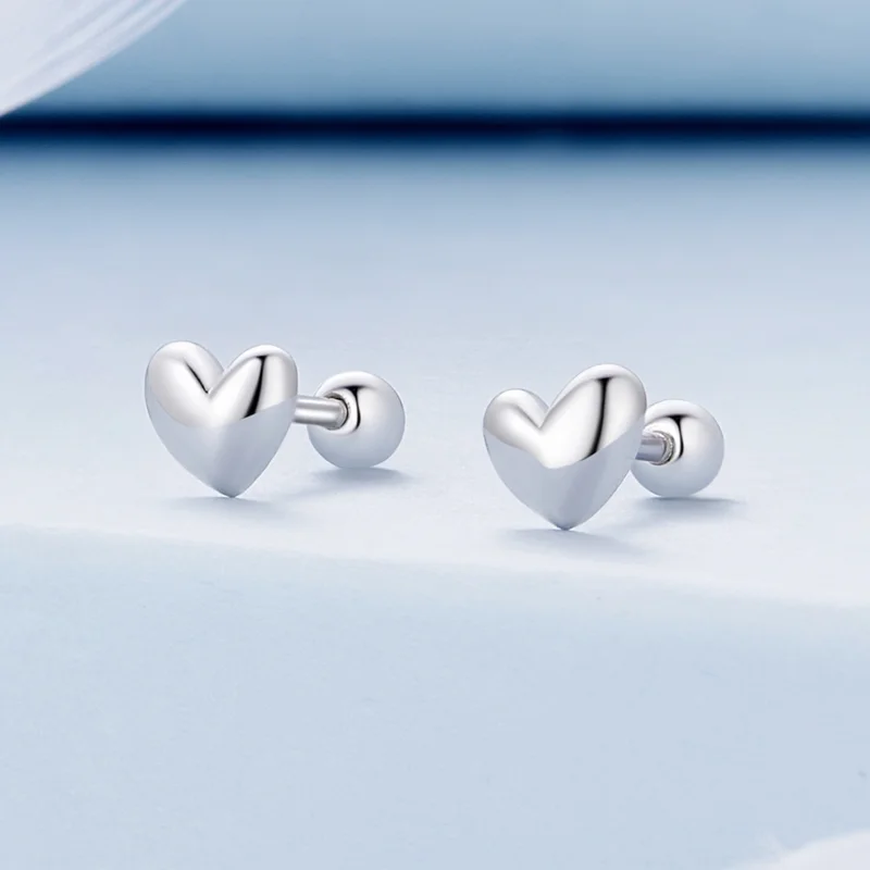 (Bild für) Pandora Style Herzförmige Stecker Ohrringe - BSE886 - Ansicht 2
