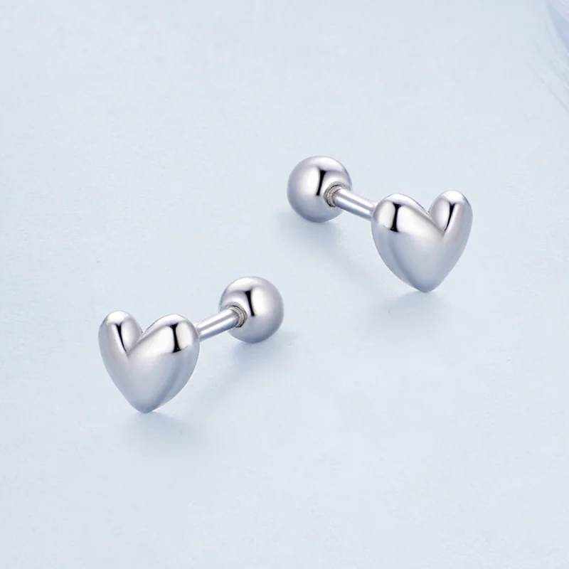 (Bild für) Pandora Style Herzförmige Stecker Ohrringe - BSE886 - Ansicht 3