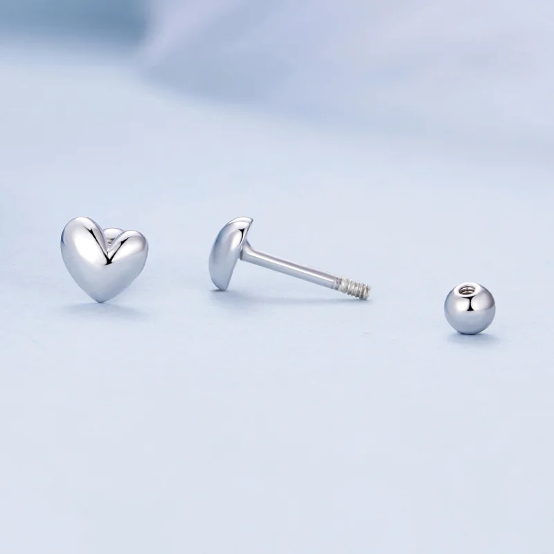 (Bild für) Pandora Style Herzförmige Stecker Ohrringe - BSE886 - Ansicht 4
