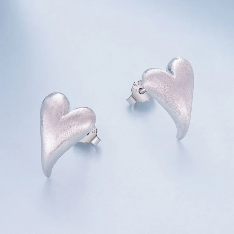 (Bild für) Pandora Style Herzförmige Stecker Ohrringe - BSE916 - Ansicht 3