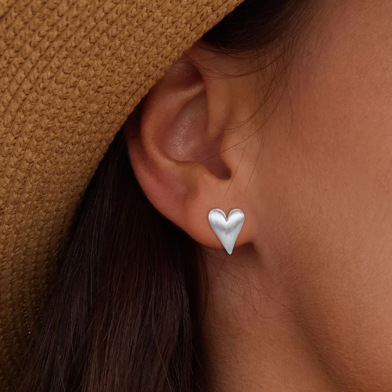 (Bild für) Pandora Style Herzförmige Stecker Ohrringe - BSE916 - Ansicht 5