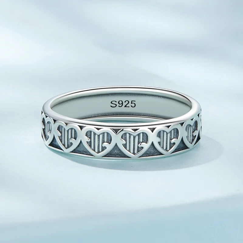 (Bild für) Pandora Style Herzförmiger Relief-Ring - SCR964 - Ansicht 3