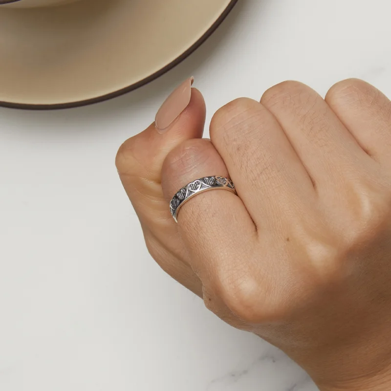 (Bild für) Pandora Style Herzförmiger Relief-Ring - SCR964 - Ansicht 6