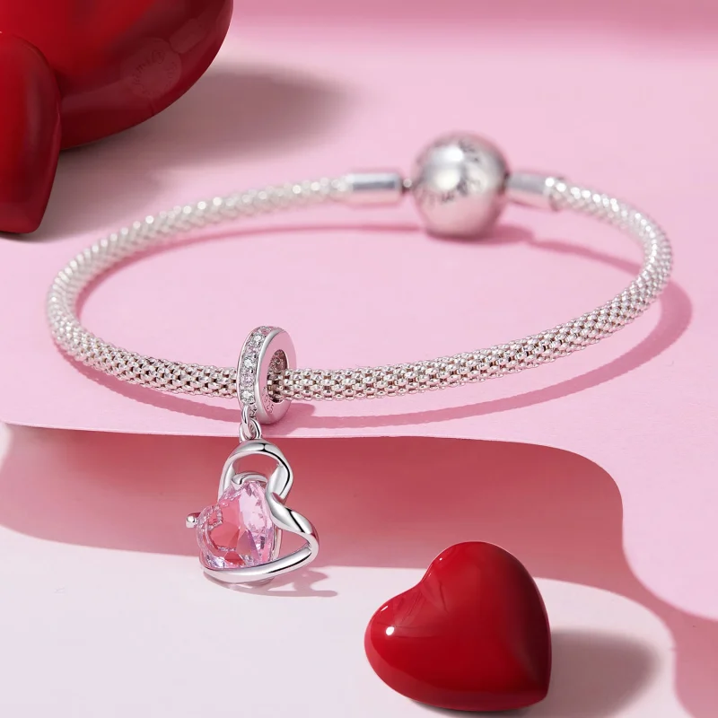 (Bild für) Pandora Style Herzförmiges Band-Anhänger - BSC922 - Ansicht 3