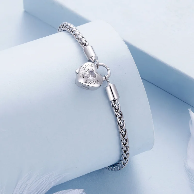 (Bild für) Pandora Style Herzschloss Basis-Kettenarmband - BSB147 - Ansicht 2