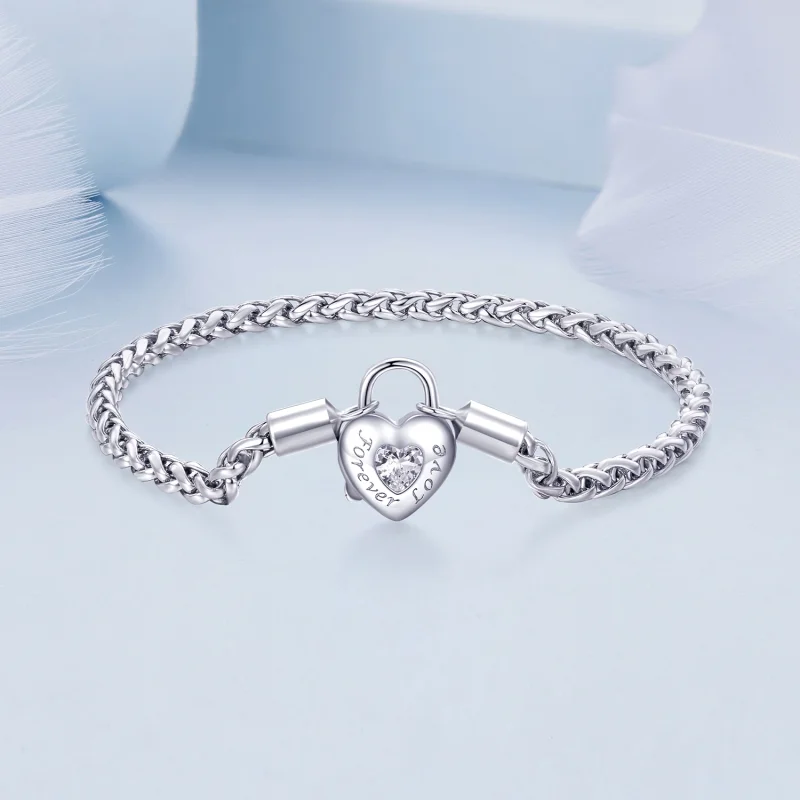 (Bild für) Pandora Style Herzschloss Basis-Kettenarmband - BSB147 - Ansicht 3