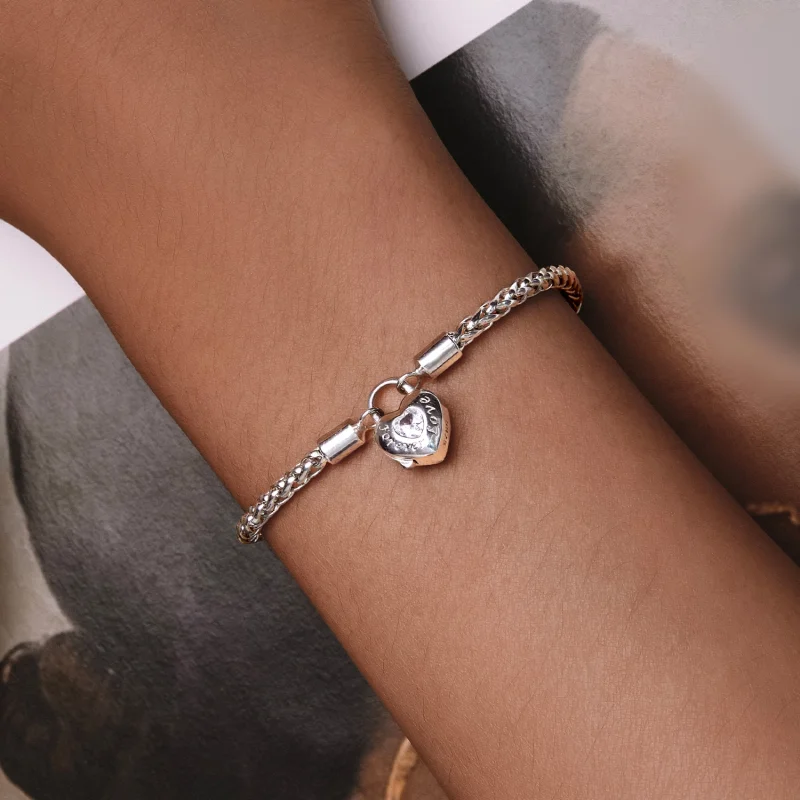 (Bild für) Pandora Style Herzschloss Basis-Kettenarmband - BSB147 - Ansicht 5