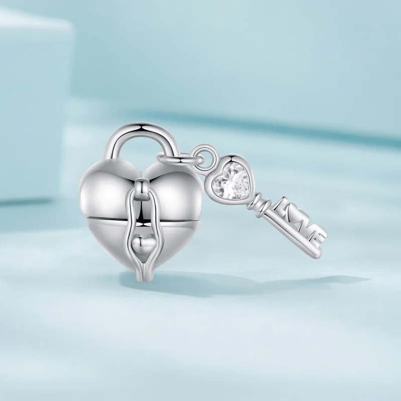 (Bild für) Pandora Style Herzschloss-Schlüssel-Anhänger - SCC2580 - Ansicht 2