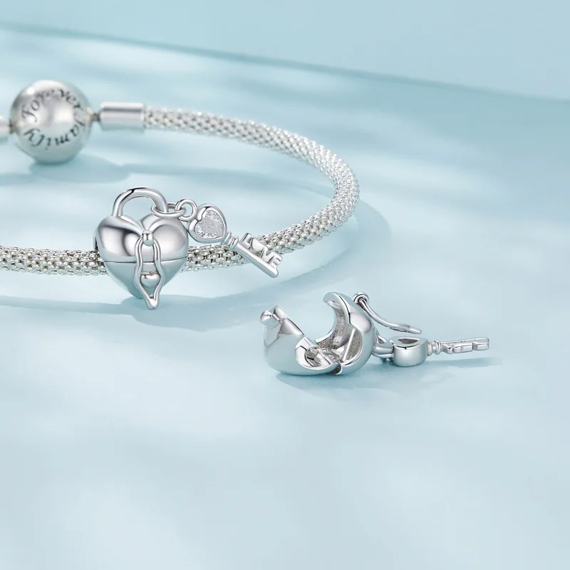 (Bild für) Pandora Style Herzschloss-Schlüssel-Anhänger - SCC2580 - Ansicht 4