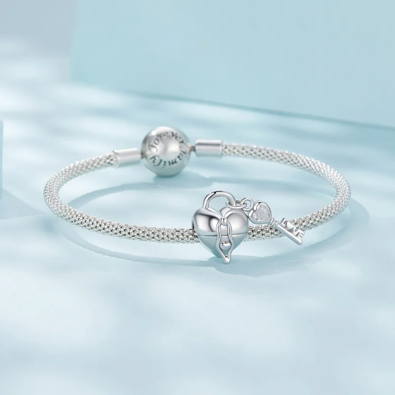 (Bild für) Pandora Style Herzschloss-Schlüssel-Anhänger - SCC2580 - Ansicht 5