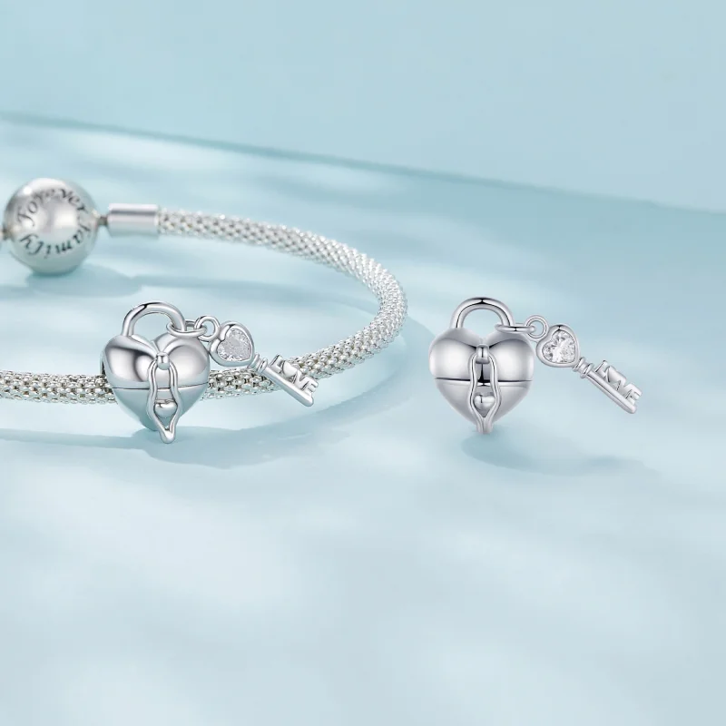 (Bild für) Pandora Style Herzschloss-Schlüssel-Anhänger - SCC2580 - Ansicht 6