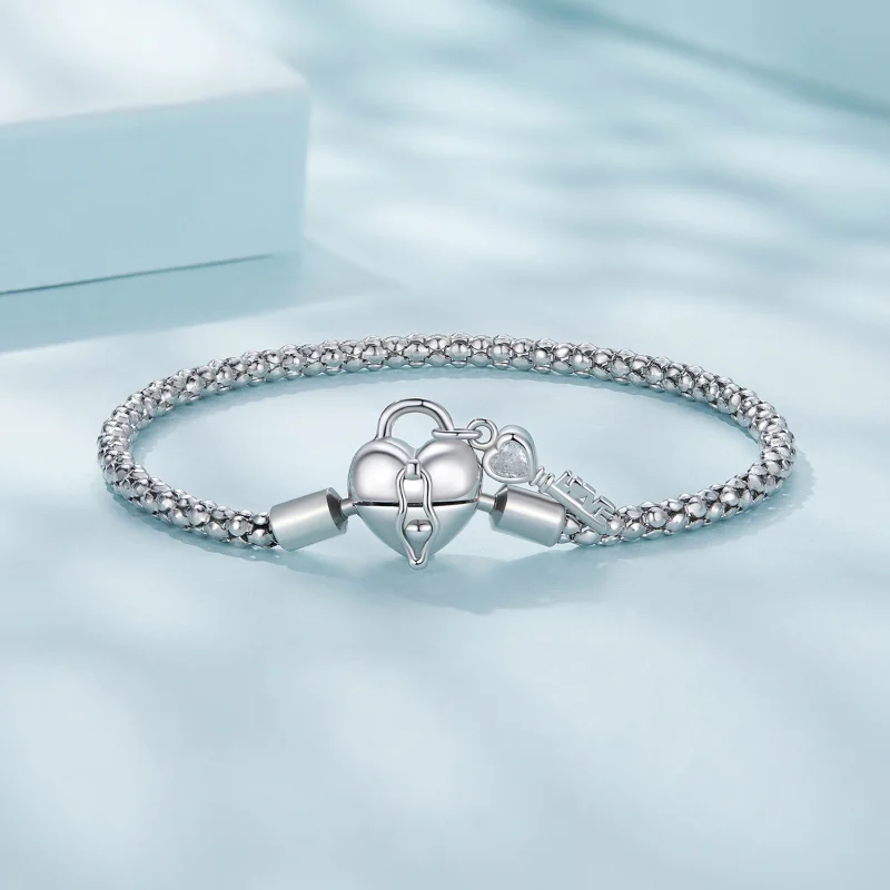 (Bild für) Pandora Style Herzschloss-Schlüsselanhänger Armband - SCB259 - Ansicht 3