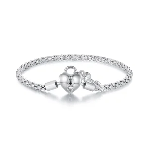 (Bild für) Pandora Style Herzschloss-Schlüsselanhänger Armband - SCB259