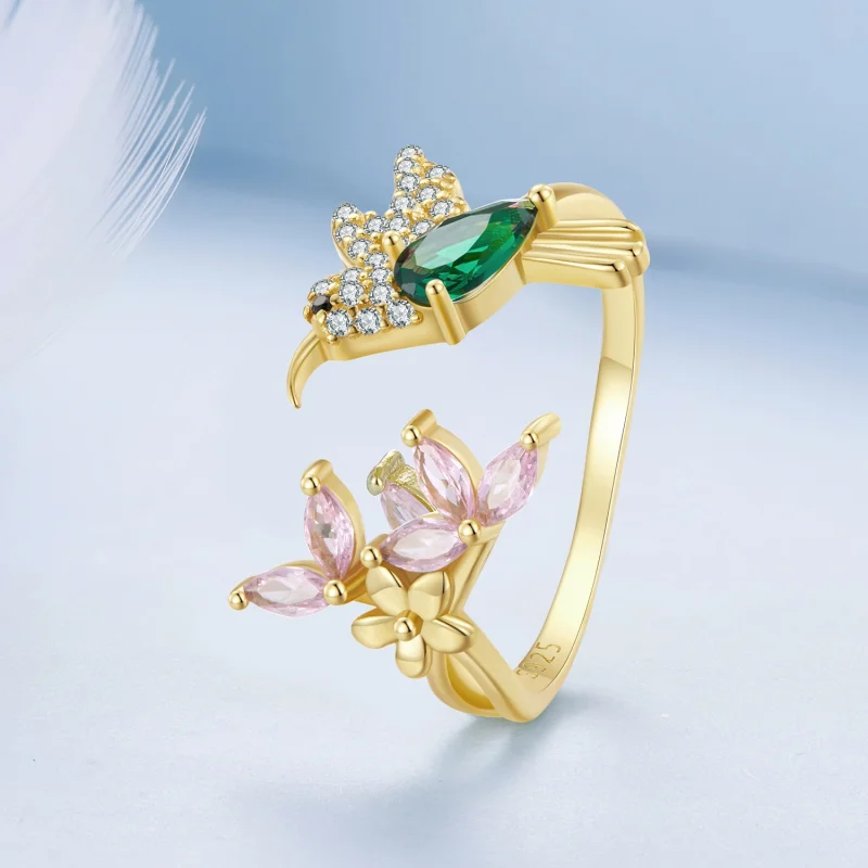 (Bild für) Pandora Style Hummingbird's Gift-S925 Silber Open Ring - BSR016-B - Ansicht 2
