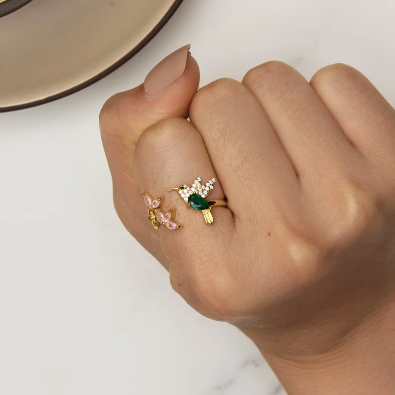 (Bild für) Pandora Style Hummingbird's Gift-S925 Silber Open Ring - BSR016-B - Ansicht 6