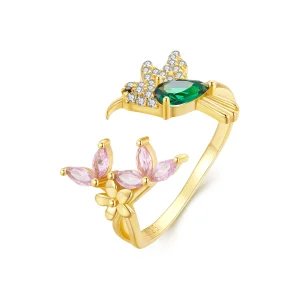 (Bild für) Pandora Style Hummingbird's Gift-S925 Silber Open Ring - BSR016-B