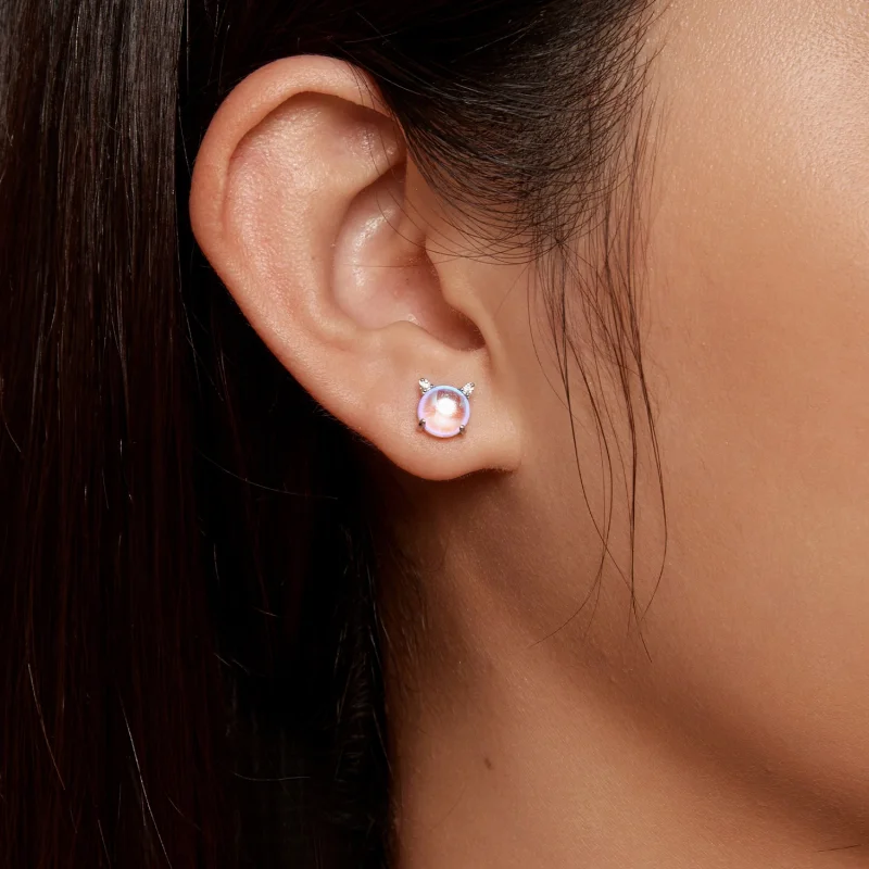 (Bild für) Pandora Style Katze Mondstein Stecker Ohrringe - SCE1622 - Ansicht 8
