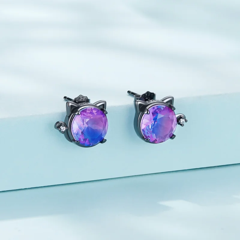 (Bild für) Pandora Style Katzen-Stecker Ohrringe - SCE1568 - Ansicht 2