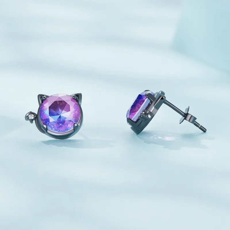 (Bild für) Pandora Style Katzen-Stecker Ohrringe - SCE1568 - Ansicht 3