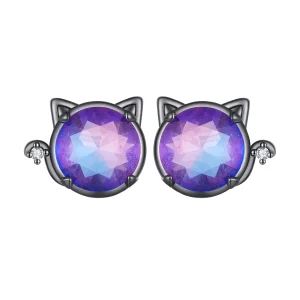 (Bild für) Pandora Style Katzen-Stecker Ohrringe - SCE1568