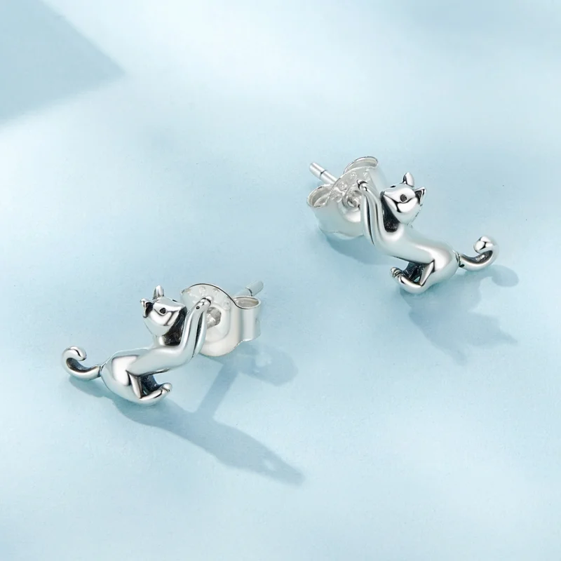 (Bild für) Pandora Style Katzen-Stecker Ohrringe - SCE1630 - Ansicht 3