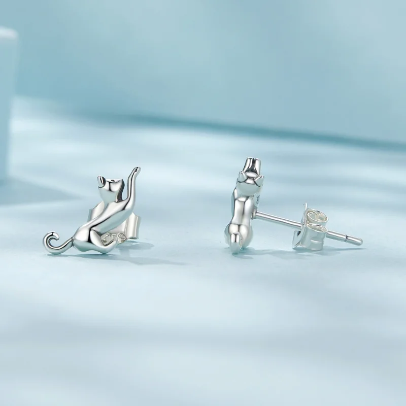 (Bild für) Pandora Style Katzen-Stecker Ohrringe - SCE1630 - Ansicht 4