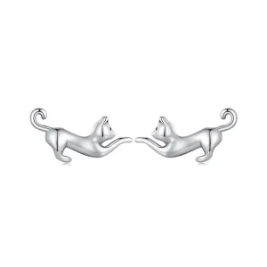 (Bild für) Pandora Style Katzen-Stecker Ohrringe - SCE1630