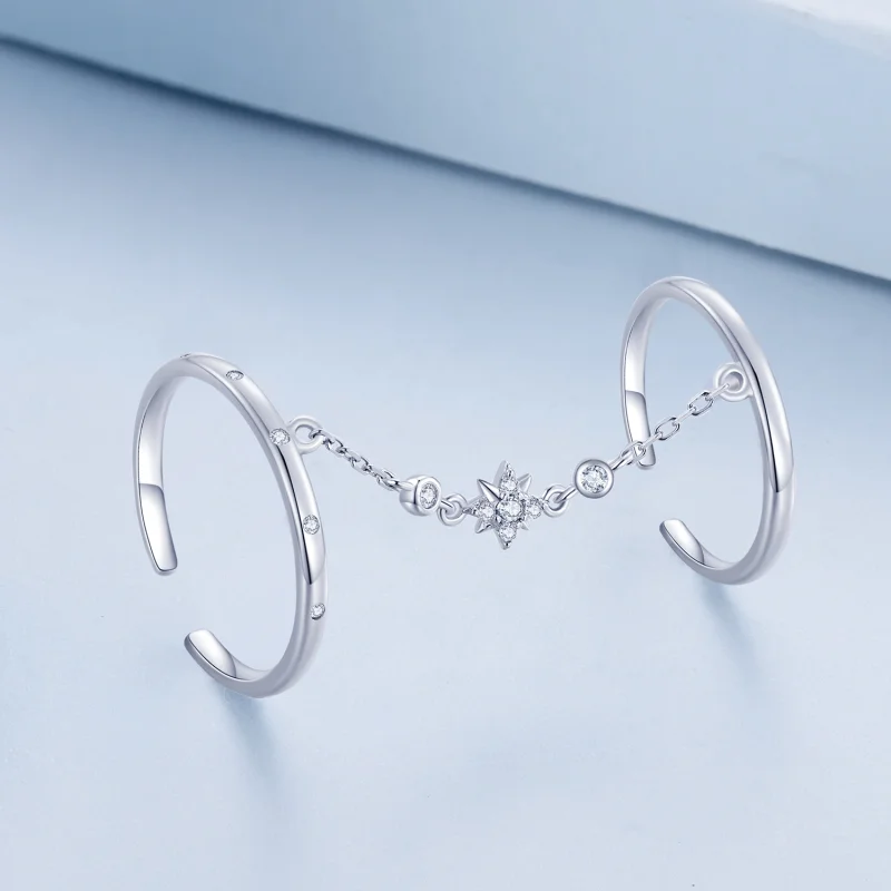 (Bild für) Pandora Style Ketten-Doppelring Offener Ring - BSR405 - Ansicht 2