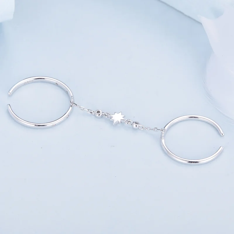 (Bild für) Pandora Style Ketten-Doppelring Offener Ring - BSR405 - Ansicht 4