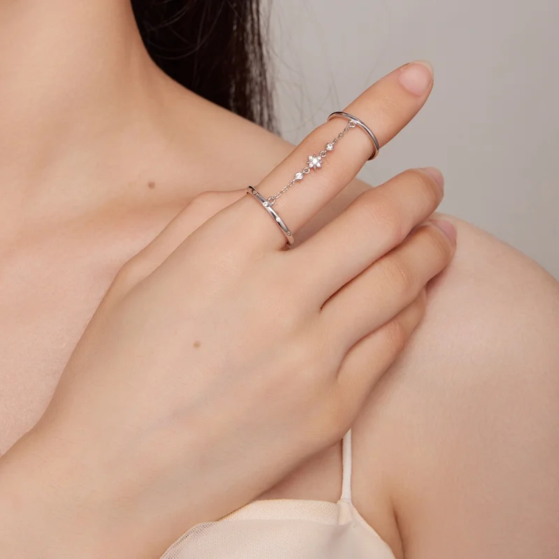 (Bild für) Pandora Style Ketten-Doppelring Offener Ring - BSR405 - Ansicht 5