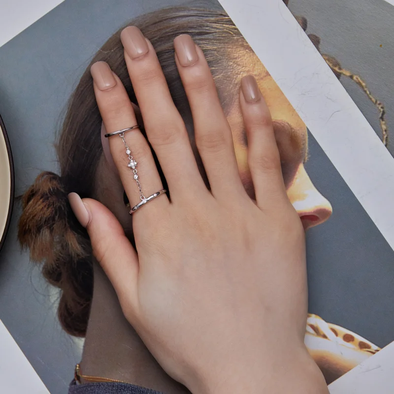 (Bild für) Pandora Style Ketten-Doppelring Offener Ring - BSR405 - Ansicht 6