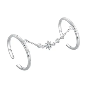 (Bild für) Pandora Style Ketten-Doppelring Offener Ring - BSR405