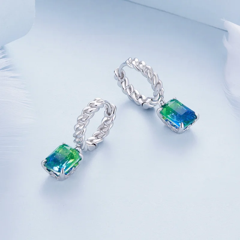 (Bild für) Pandora Style Ketten-Reifohrringe - BSE887 - Ansicht 3