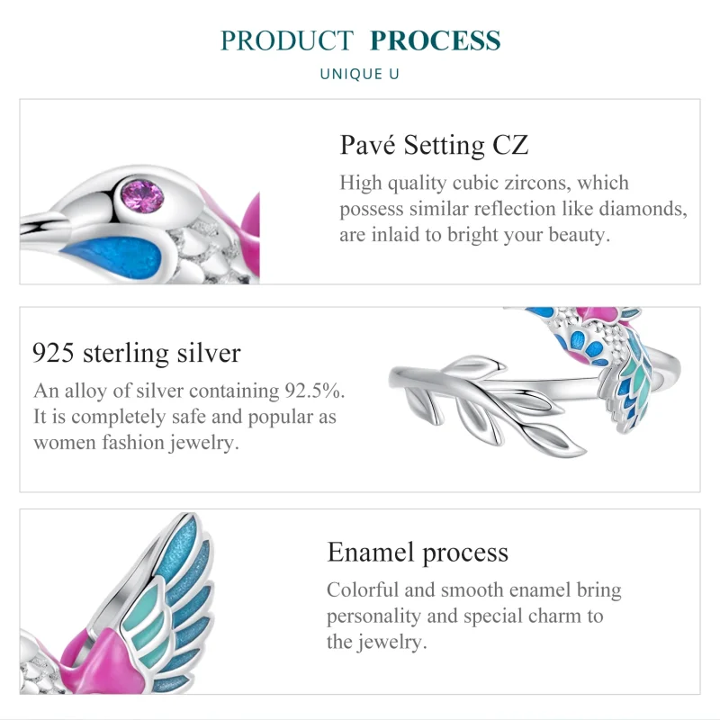 (Bild für) Pandora Style Kingfisher Open Ring - BSR483-E - Ansicht 5