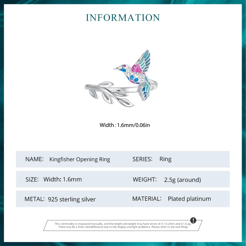 (Bild für) Pandora Style Kingfisher Open Ring - BSR483-E - Ansicht 6