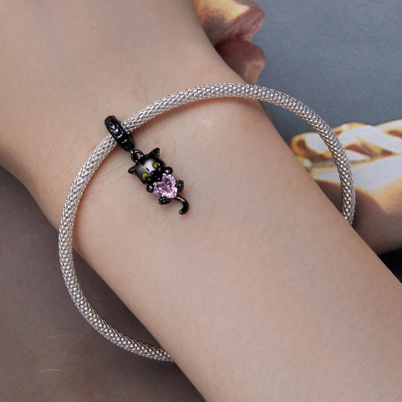 (Bild für) Pandora Style Kleine Schwarze Katze Anhänger - BSC800 - Ansicht 5