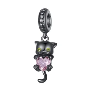 (Bild für) Pandora Style Kleine Schwarze Katze Anhänger - BSC800