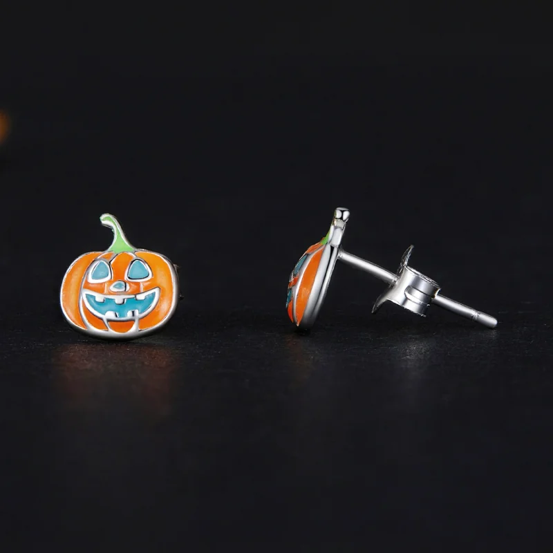 (Bild für) Pandora Style Kürbis-Licht-im-Dunkeln Personalisierte Stecker Ohrringe - SCE1640 - Ansicht 4