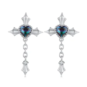 (Bild für) Pandora Style Kreuz-Ketten Stecker Ohrringe - BSE912