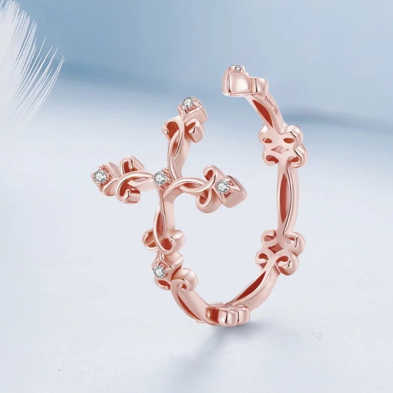 (Bild für) Pandora Style Kreuz-Silber Offener Ring - BSR041-C - Ansicht 2