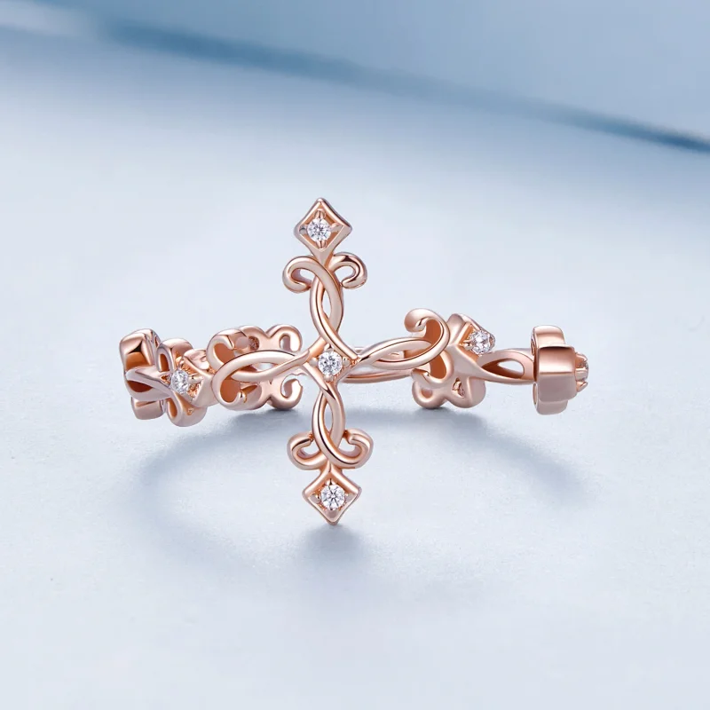 (Bild für) Pandora Style Kreuz-Silber Offener Ring - BSR041-C - Ansicht 3