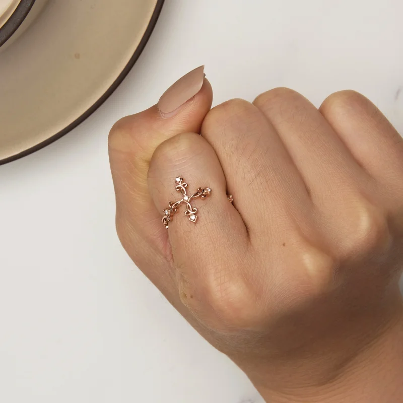 (Bild für) Pandora Style Kreuz-Silber Offener Ring - BSR041-C - Ansicht 6