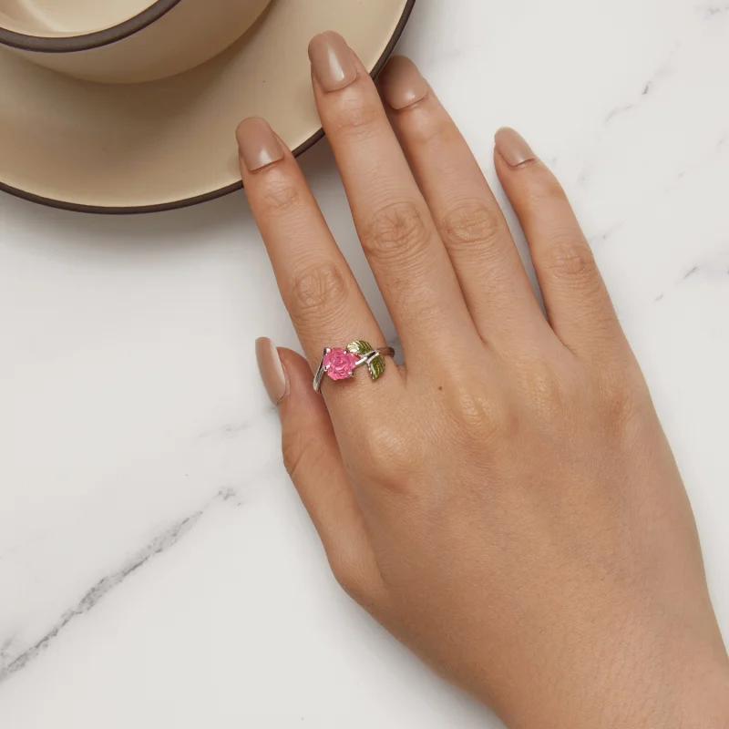 (Bild für) Pandora Style Kristallrose offener Ring - BSR472-PKE - Ansicht 3