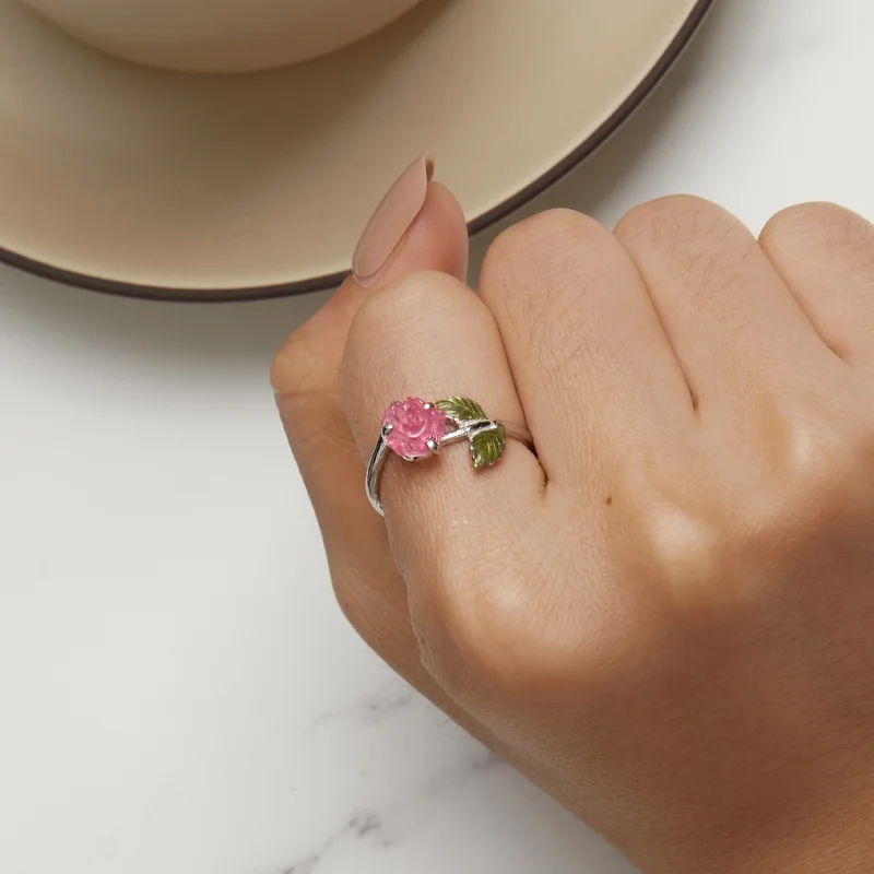 (Bild für) Pandora Style Kristallrose offener Ring - BSR472-PKE - Ansicht 4